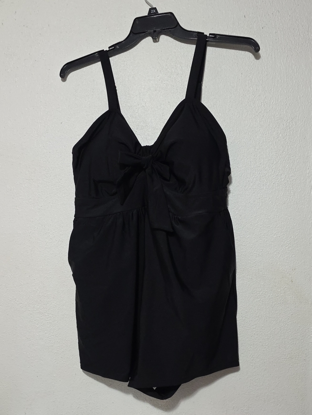 Bloom CHIC Short SWIM Romper. Classic Black One-Piece Swimsuit with Front Tie